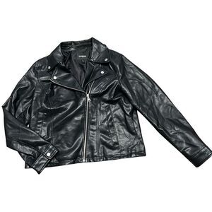 EXPRESS Black Faux Leather Jacket Size L